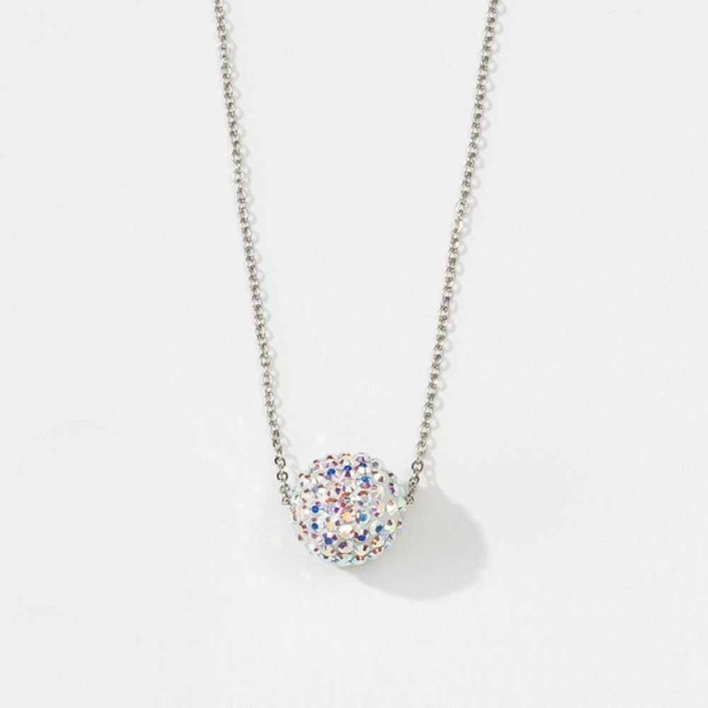 Touchstone Crystal by Swarovski Rhodium Aurore Boreale Pavé Ball Necklace‎